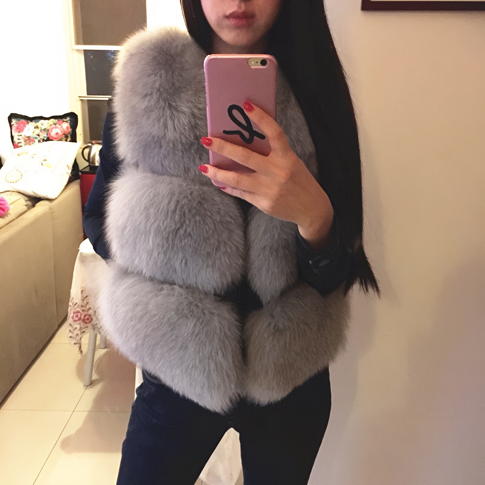 Classy Gilet Fur Coat Style