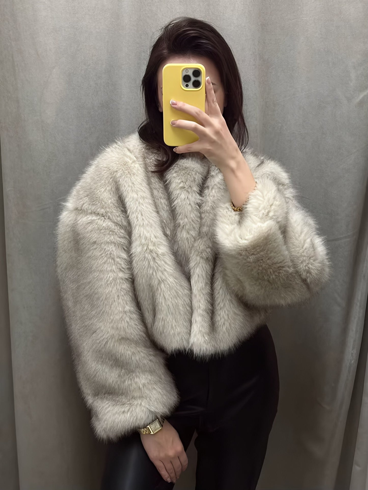 CROP JADE FURCOAT