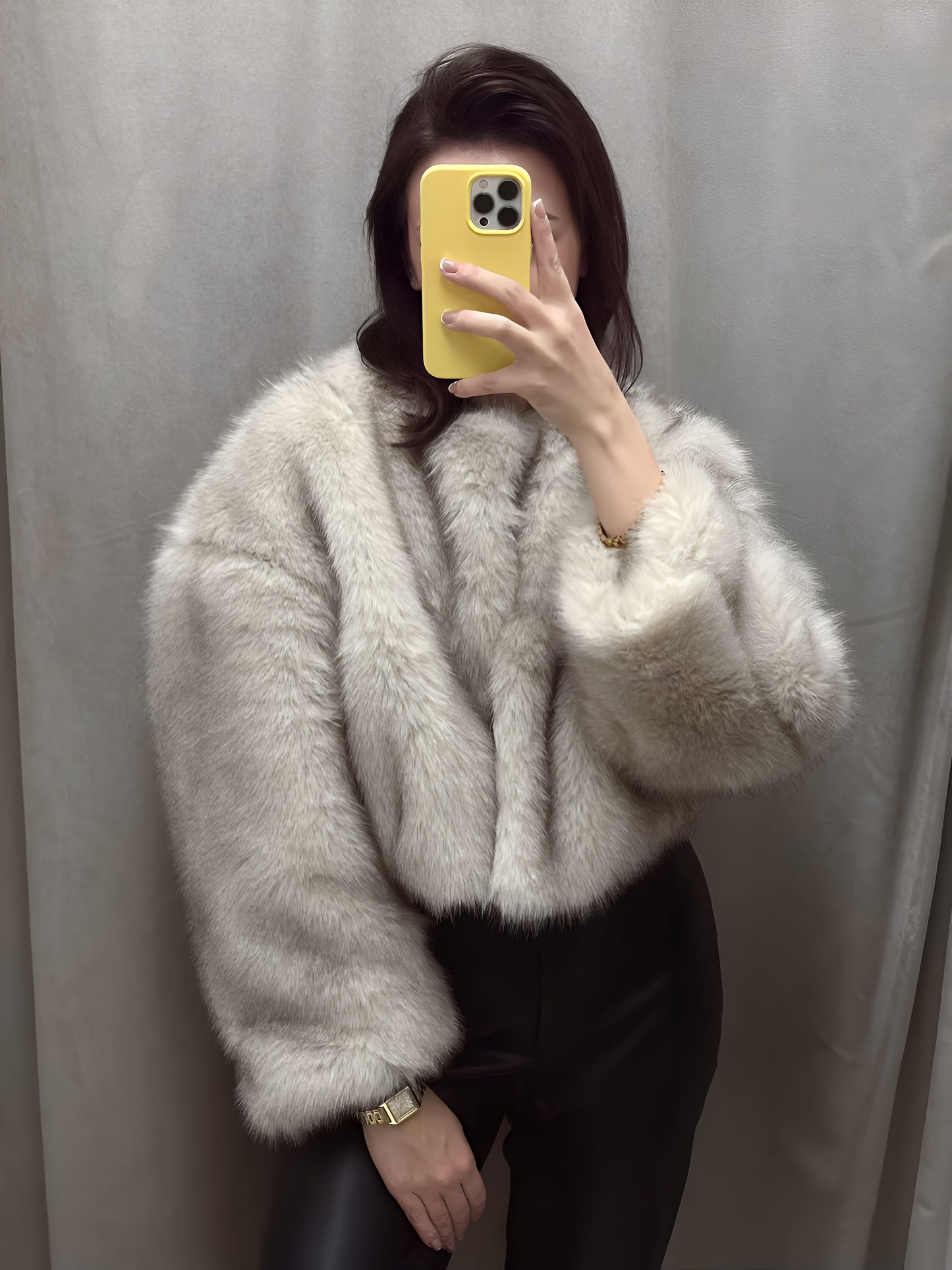 CROP JADE FURCOAT