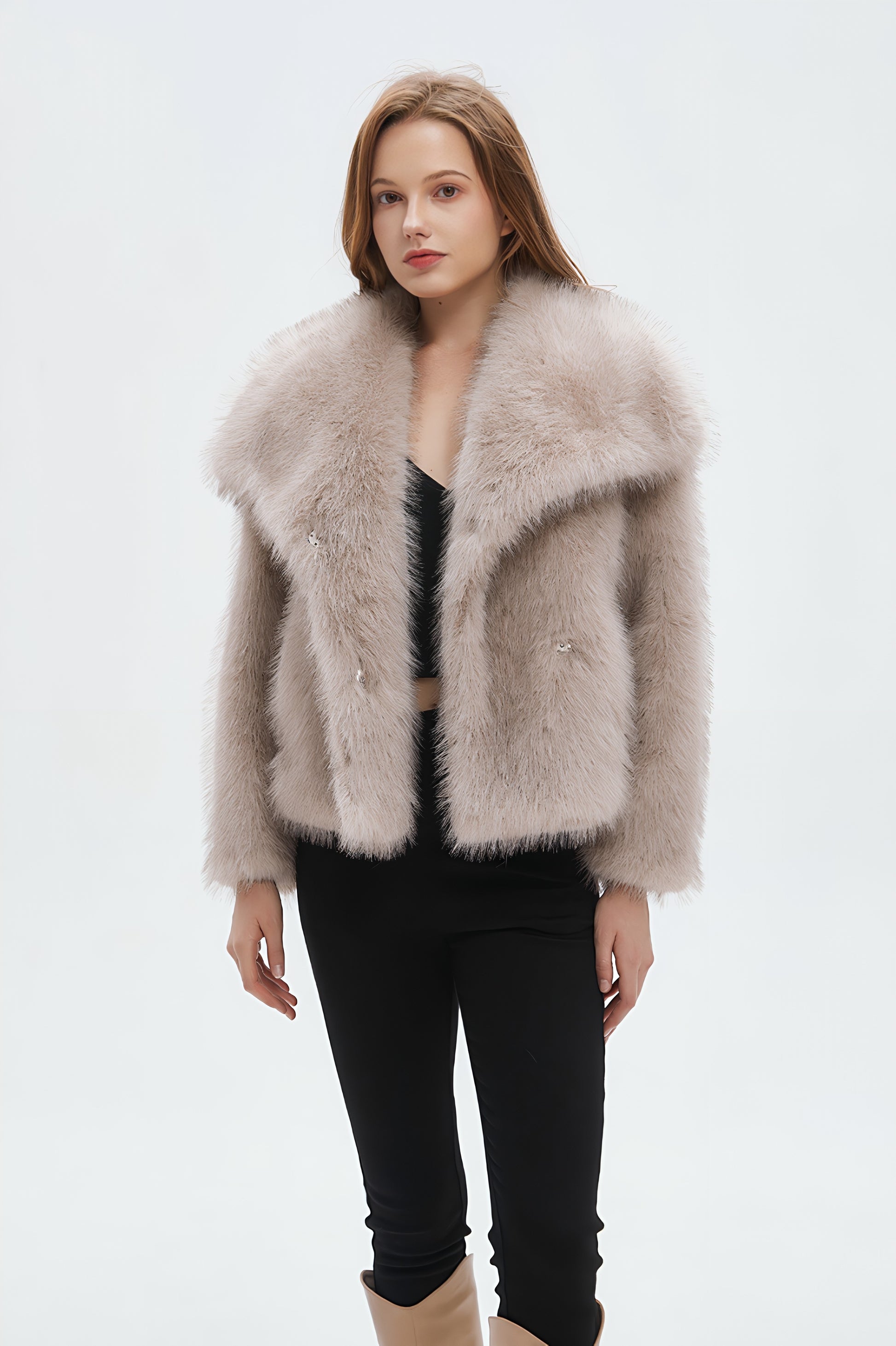 Elegant Double-Layered Fur Outerwear